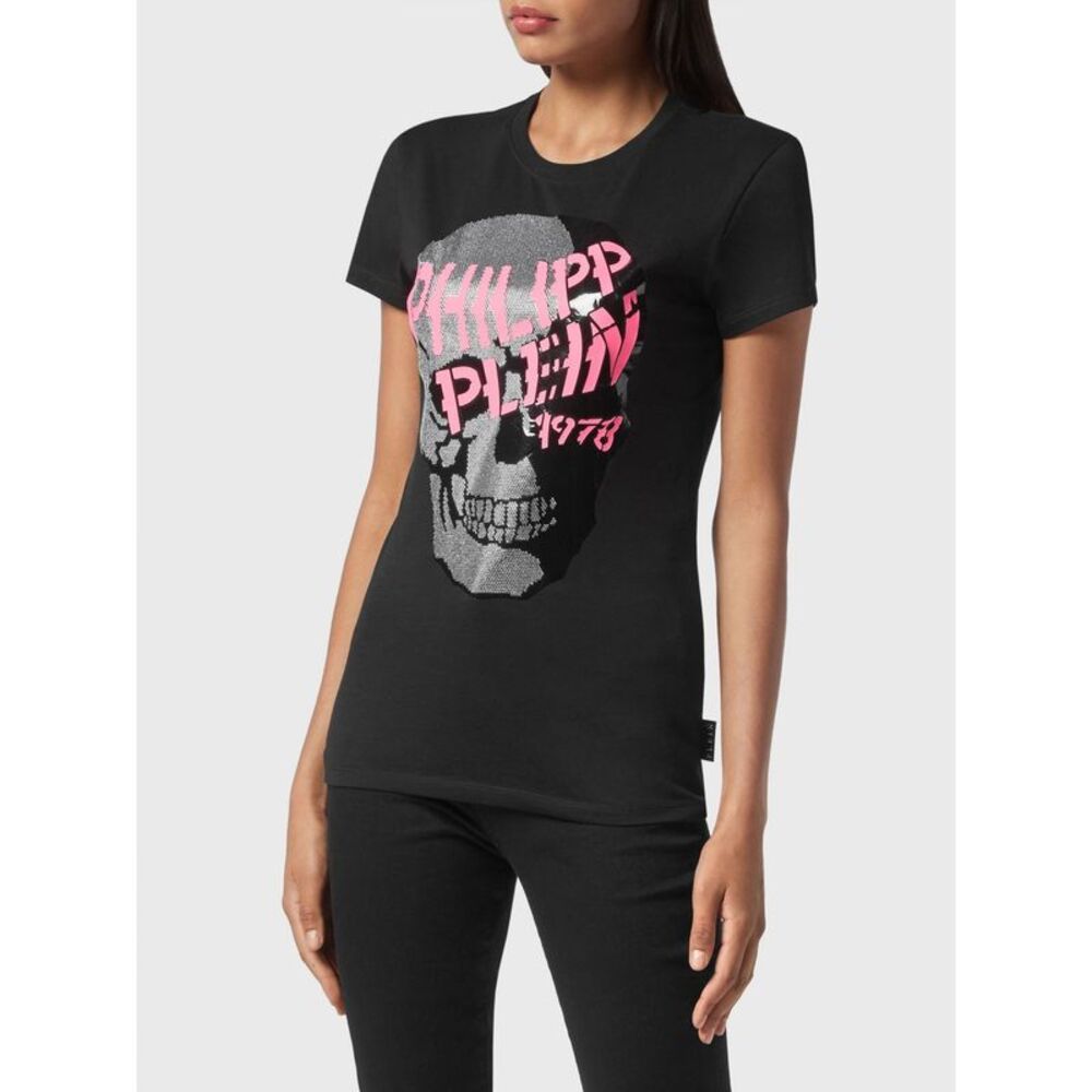 Philipp Plein Slim Fit Jersey T-Shirt With Rhinestone Skull Print